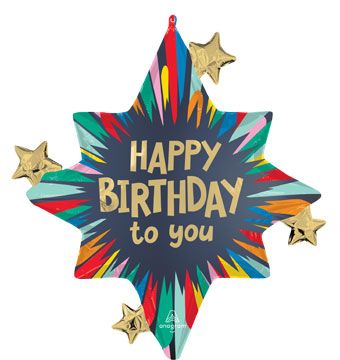 Happy Birthday Star Balloon - 3-Pack - Image 1