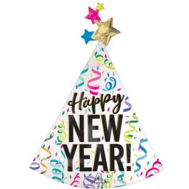 Multicolor Happy New Year Confetti Foil Balloon 36 Inch - Image 1