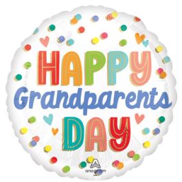 Grandparents Day Foil Balloon 18 Inch Round Dots - Image 1