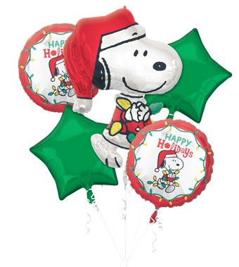 Snoopy Holiday Balloon Bouquet - 4-Piece Set - Image 1