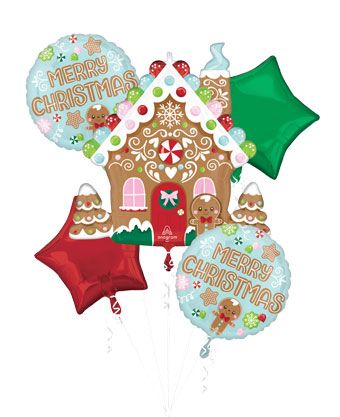 Merry Christmas Balloon Bouquet - 5 Piece Set - Image 1
