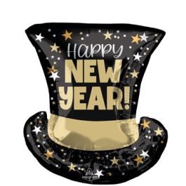 Happy New Year Top Hat Foil Balloon 24 Inch - Image 1