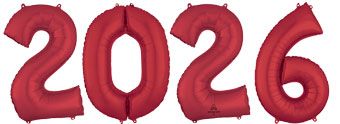 2026 Red Number Balloon Set - Party Decor - Image 1
