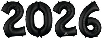 2026 Black Foil Number Balloons - Party Supplies - Image 1