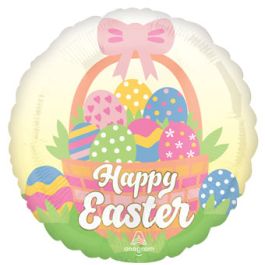 Happy Easter Egg Basket Foil Decoration 18 Inch - Pastel - Image 1
