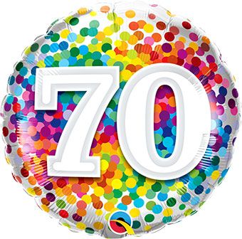 70th Birthday Balloon - 5-Pack Rainbow Confetti - Image 1