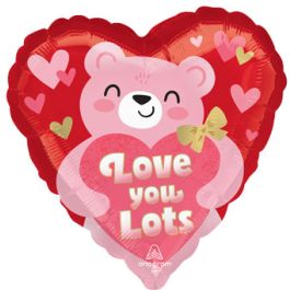 Blush Bear Heart Balloon 18 Inch Foil - Love You - Image 1