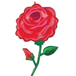 Red Rose Foil Balloon 38 Inch Large Shape Decoration - Image 1