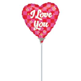 Heart Foil Balloon 4 Inch - Red Pink I Love You - Image 1