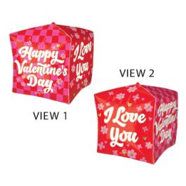 Valentine's Day Love Foil Balloon 15 Inch Checkerboard - Image 1