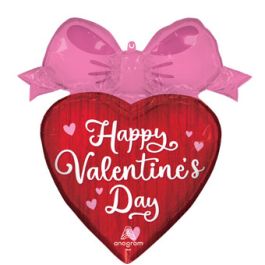 Valentine Heart Balloon 28 Inch Pink Red Foil - Image 1