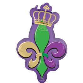 Mardi Gras Majestic Foil Balloon 32 Inch Large Shape - Image 1