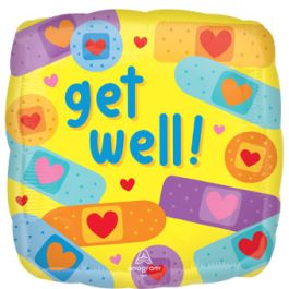 Heart Foil Balloons Get Well Soon 18 Inch - Party Set - Image 1
