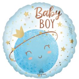 Blue Moon Boy Foil Balloon 18 Inch Round Balloon - Image 1