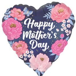 Mother's Day Heart Balloon 18 Inch - Peony Garden Foil - Image 1