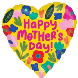 Mother's Day Heart Balloon 18 Inch Foil - Petals - Image 1
