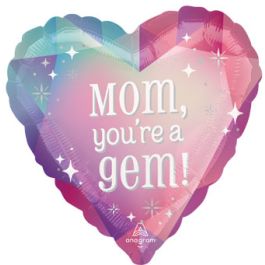 Mom You're a Gem Heart Balloon 18 Inch - 5-Pack - Image 1