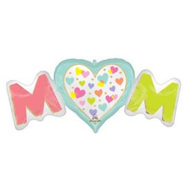 MOM Heart Foil Balloon 40" - 1 Pack - Image 1