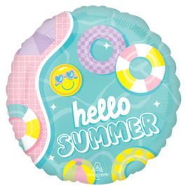 Pastel Beach Club Hello Summer Foil Balloon 18 Inch - Image 1