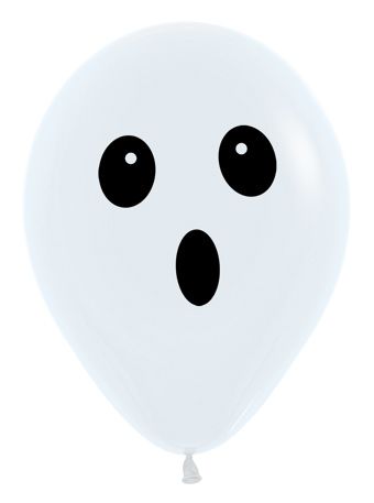Ghost Face Balloon 11 Inch Round - 50 Pack Halloween Decor