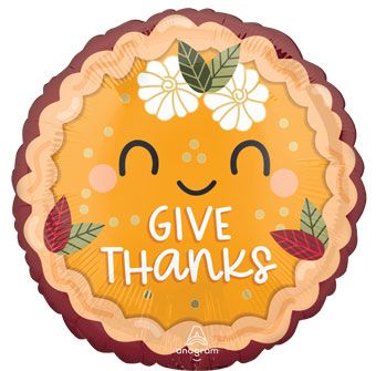 Thanksgiving Pie Foil Balloon 18 Inch Round Decoration - Image 1