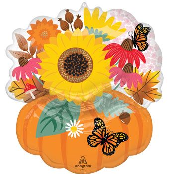 Autumn Pumpkin Harvest Bouquet Foil Balloons 25 Inch - Image 1