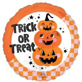 Trick Or Treat Jack O Lantern Balloon 18 Inch Round Foil - Image 1