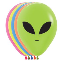 Neon Alien Balloons 5 Inch - 100 Count Bulk Party Pack - Image 1