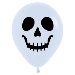 White Skull Face Latex Balloons 5 Inch - 100-Pack - Image 1