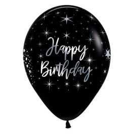 Black Latex Balloons 11 Inch - 50 Count Happy Birthday Pack - Image 1