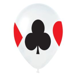 Casino Card Suits White Latex Balloons 11 Inch - 50-Pack - Image 1