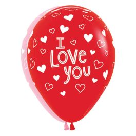 Red Love You Hearts Latex Balloon 11 Inch - 50-Pack - Image 1