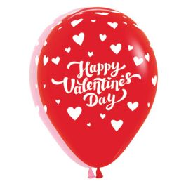Red & White Valentine's Day Heart Balloons 11 Inch - 50-Pack - Image 1