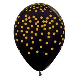 Black Gold Confetti Balloons 11 Inch - 50 Count Party Pack - Image 1