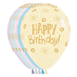Pastel Happy Birthday Balloons 11 Inch - 50 Count - Image 1