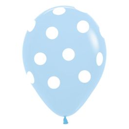 Pastel Matte Blue Polka Dot Balloons 11 Inch - 50-Pack - Image 1