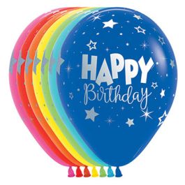Rainbow Balloons 11 Inch - Happy Birthday 50-Pack - Image 1