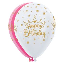 White Happy Birthday Balloons 11 Inch - 50-Count - Image 1