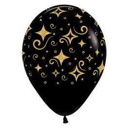 Black Glitter Balloon 11 Inch Round - 50 Count - Image 1