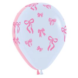 Pink & White Bow Balloons 11 Inch - 50 Count Party Pack - Image 1