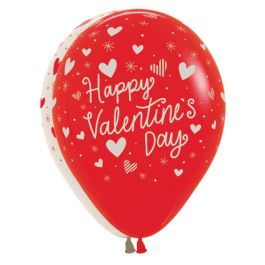 Red Striped Hearts Latex Balloons 11 Inch - 50-Pack Valentine's Day - Image 1