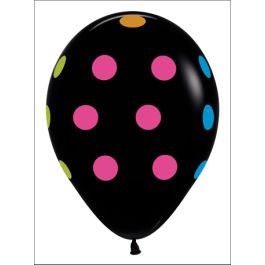 Black & Neon Polka Dot Balloons 11 Inch - 50 Count Party Pack - Image 1