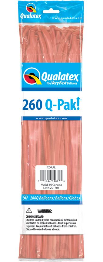 Coral Latex Balloons 260Q-Pak - Party Supplies - Image 1