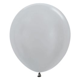 Metallic Silver Balloon 18 Inch Round - 25-Pack - Image 1