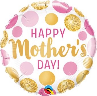 Mother's Day Balloon - 5-Pack Pink & Gold Dots - Image 1