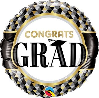 Congrats Grad Balloon - 5-Pack Black & Gold - Image 1