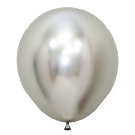 Reflex Silver Latex Balloons 18 Inch - 15-Pack - Image 1