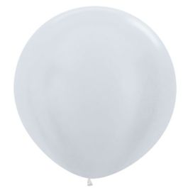 Pearl White Latex Balloons 3 Inch Round - 2-Pack - Image 1