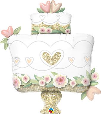 Glitter Gold Wedding Cake Foil Balloon - Large Shape Decor - Image 1