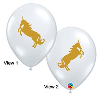 Unicorn Balloon 11" Clear Gold - Party Supplies - Image 1